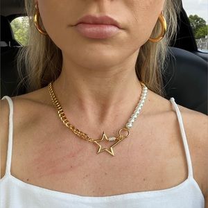 Gold star and pearl necklace